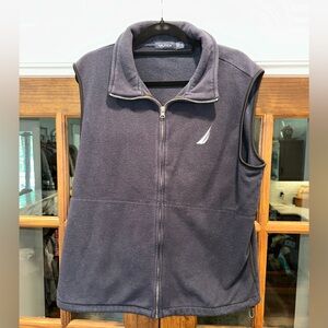 EUC‎ Nautica Men’s Size Medium Navy Blue Fleece Vest Full Zip